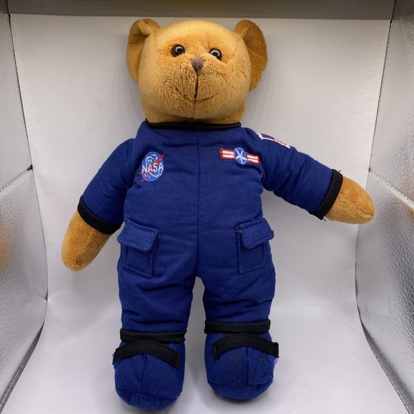 Vintage NASA Space Shuttle Crew Blue Jumpsuit Teddy Bear Plush 11" - Picture 1 of 7
